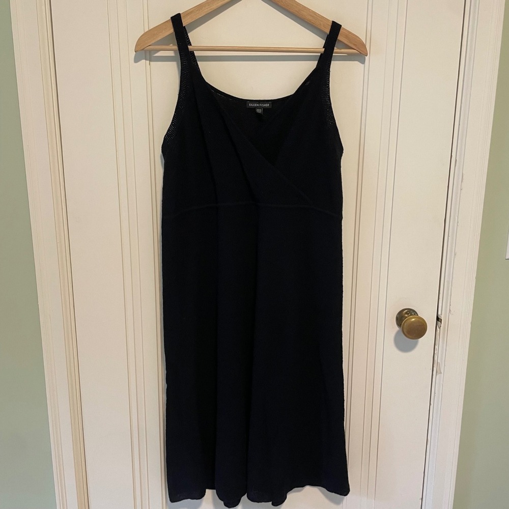 Eileen Fisher Wool Knit Wrap Sleeveless Midi Dress Small